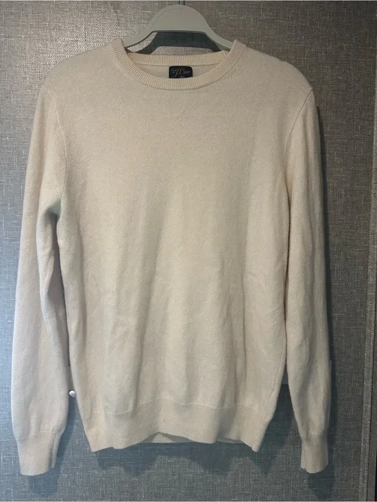 J. Crew Men's 100% Cashmere Sweater in Cream