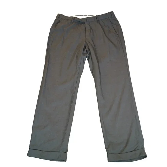 Ermenegildo Zegna High Performance Mens Dress Pants 34/30 Gray 100 % Wool Cuffed