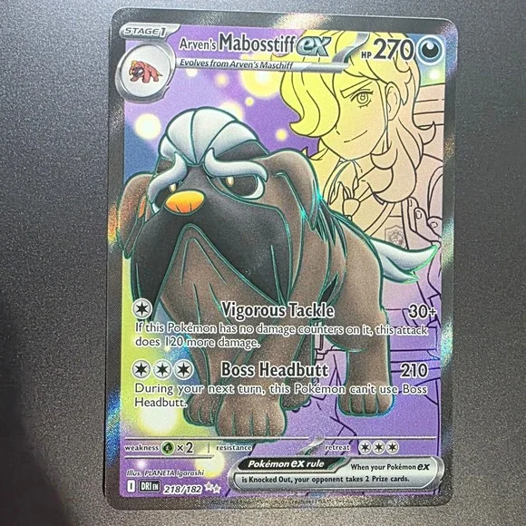 Arven's Mabosstiff ex 218/182 DRI Ultra Rare Full Art Holo Pokemon Card NM