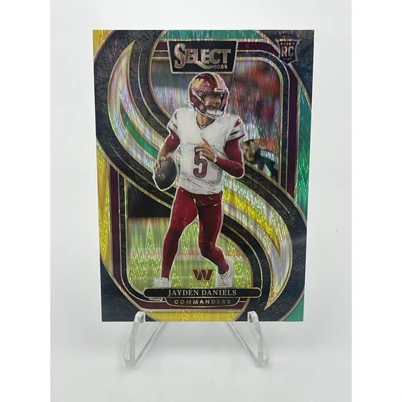 2024 Panini Select Jayden Daniels #112 Premier Level Yellow &‎ Green Prizm Shock