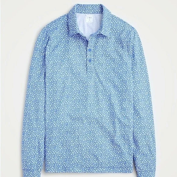 J. Crew Long Sleeve Performance‎ Polo Shirt COOLMAX Technology Men's XL Blue