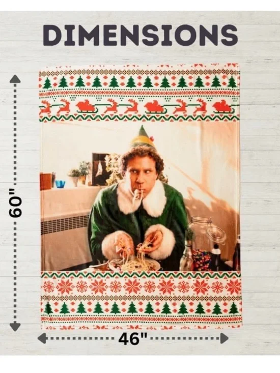 SARTO By Franco Sarto Festive Elf Photo Plush Throw Blanket in Green & Red