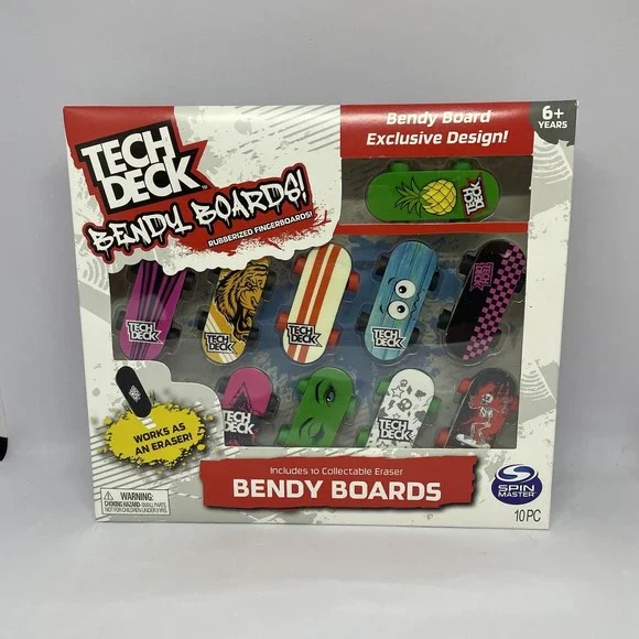 Tech Deck Bendy Boards‎ 10-Pack Rubberized Fingerboards Limited Eraser Edition