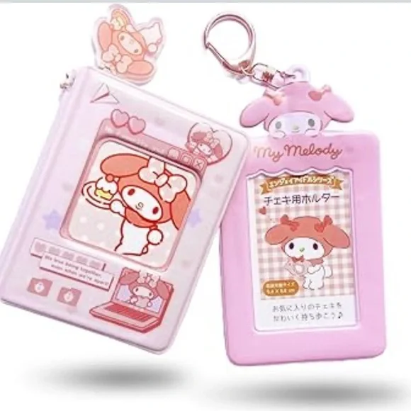 Kawaii Keychain My Melody ID Card Holder Mini Kpop Pocket Photo Card Album Anime