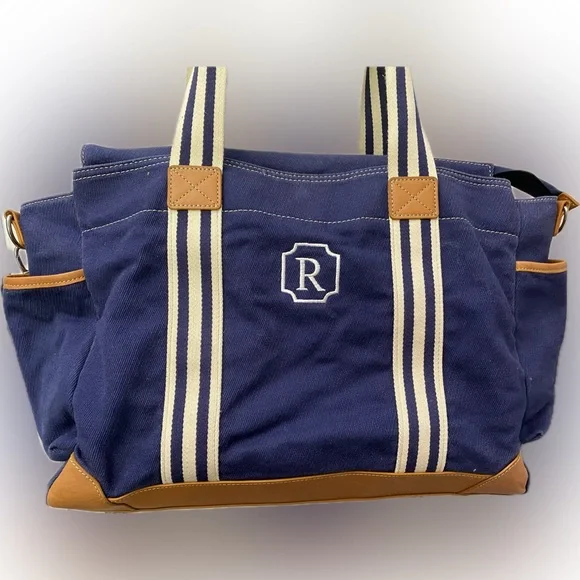 Pottery Barn Kids Nautical Blue and Tan Baby Bag