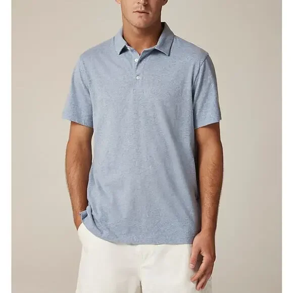 J.Crew Sueded Cotton Polo Shirt Mens M Tall Light Blue Short Sleeve Classic Fit