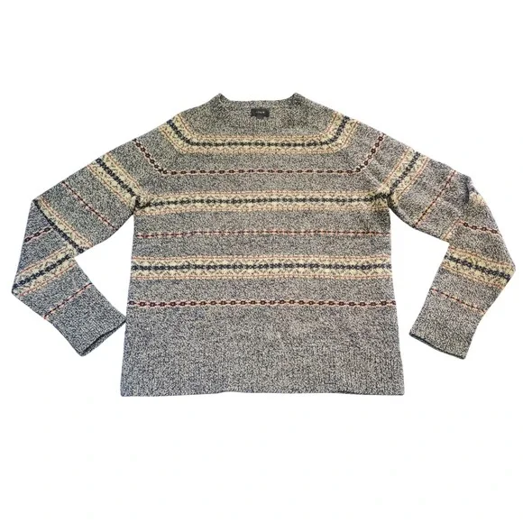 J.Crew Men's Fair Isle Crewneck Sweater Size Sm Blue Gray Orange 100% Lambswool