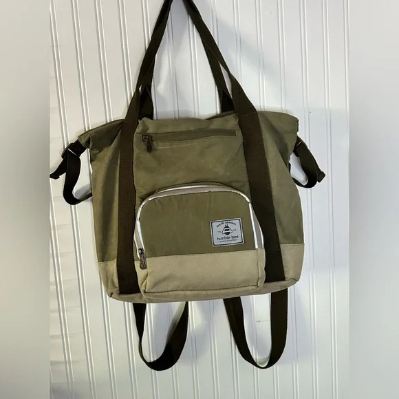 Humble Bee Green and Tan Baby Bag with Durable Design Back pack