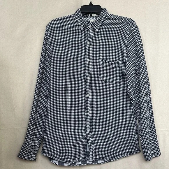 J. Crew Slim Fit Double Cloth Gingham‎ Plaid Button Down Shirt M Beach Preppy