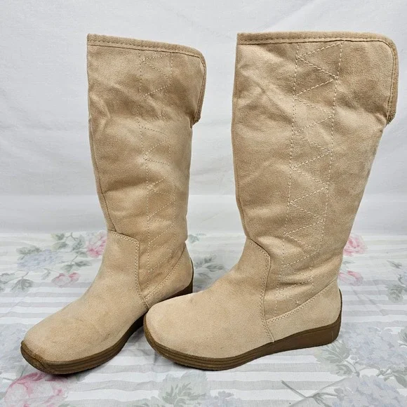 Unionbay Women Tan Minky Suede Shearling Lined Winter‎ Boots 6M