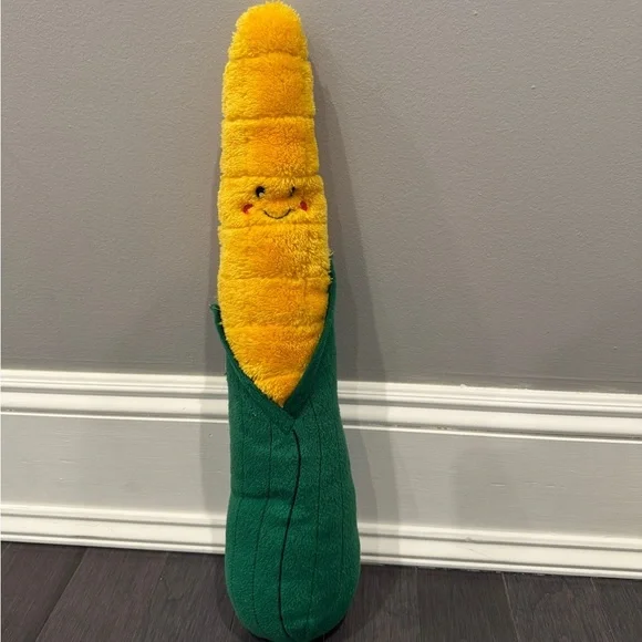 NWOT Zippy Paws Smiling Corn Plush XL OVER 12 IN Dog Pet Toy in Yellow and Green