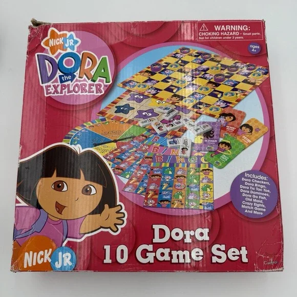 Vintage 2006 Cardinal NICK JR. Dora The Explorer‎ Game Set 10 Games Girl Gift