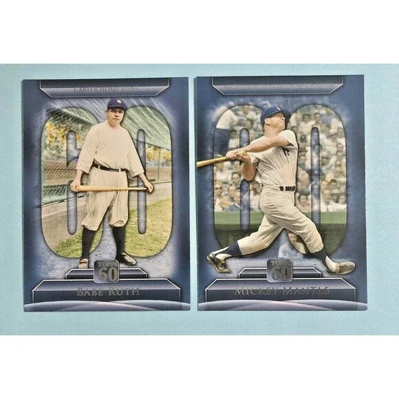 2011 Topps 60th NY Yankees ,Babe Ruth #T603 & Mickey Mantle #T60-7 Commemorative