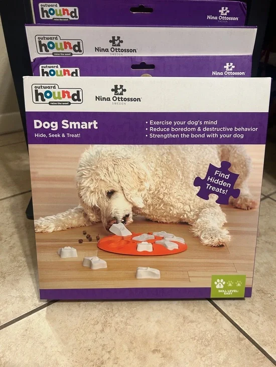 2 NEVER BEEN OPENED Outward Hound Orange&White Dog Smart Hide&Seek Treat Puzzle