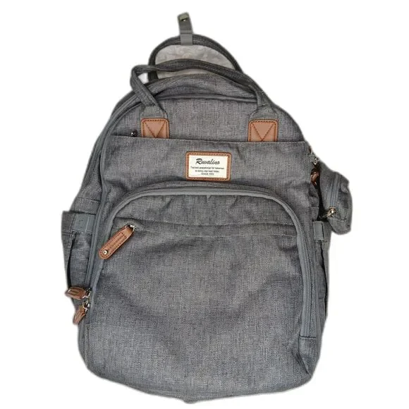 RUVALINO Diaper Backpack Multifunction Travel Pack Maternity Changing Bag Gray