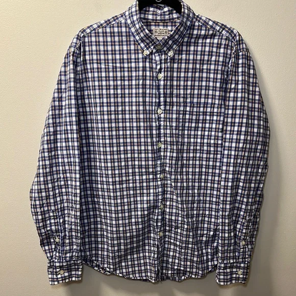 Tailored by J. Crew Men’s Blue/Yellow Plaid Long Sleeve Button Shirt Size L
