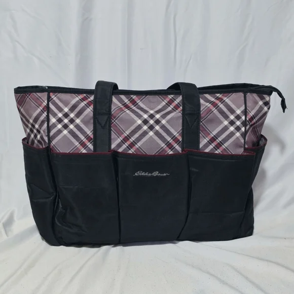 Eddie Bauer Diaper Bag Tote In Black, Grey, & Red