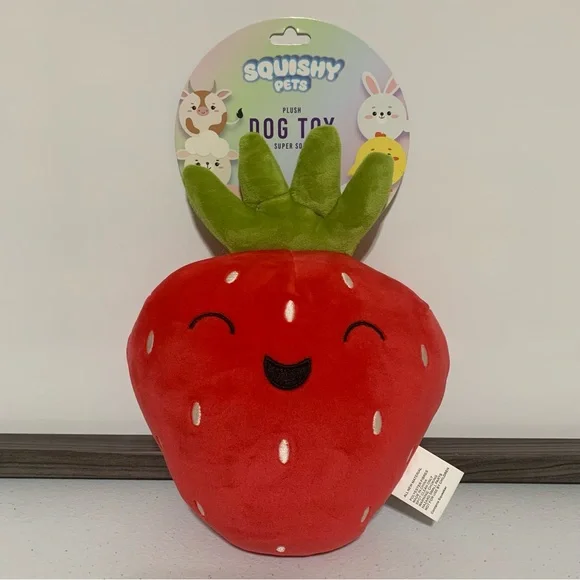 Squishy Pets Plush Strawberry Dog Toy-NWT