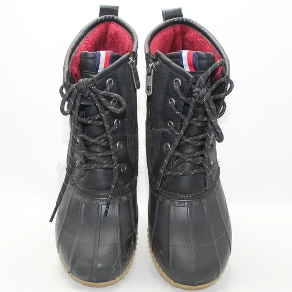 Tommy Hilfiger TWRIVIR-T‎ Womens Black Quilted Faux Fur Duck Boots Size 8M