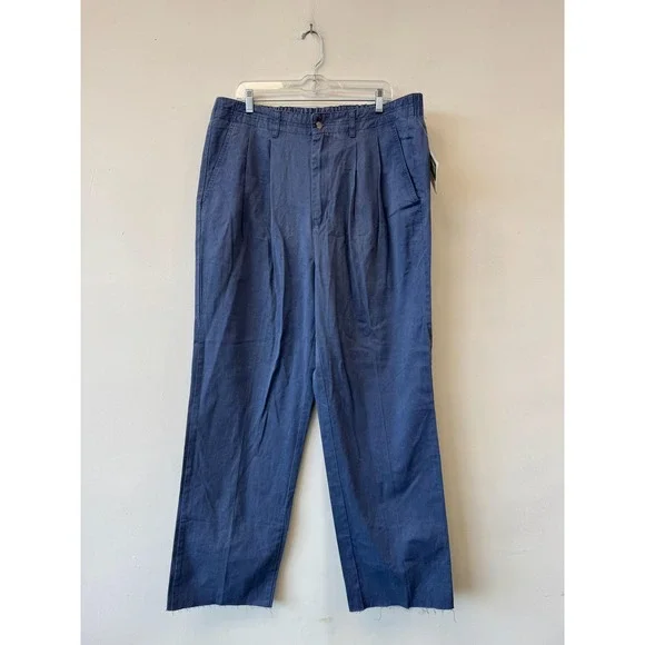 Vintage Eddie Bauer Pants Mens 38x31 Blue Pigment Dyed Chino Elastic Waist 90s‎