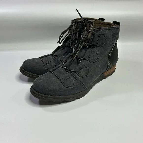 Sorel Major Lace Boots Women's Size 8.5 Gray Waterproof Canvas NL2163-010