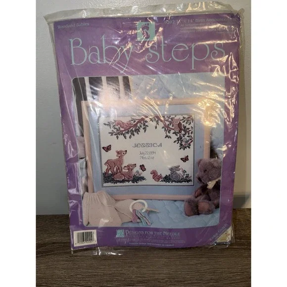 Baby Steps 9202 Birth Announcement Counted Cross Stitch Kit Woodland Babies
