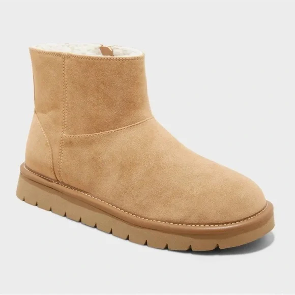 Universal Thread Women's Tan May Suede‎ Booties Memory Foam Insole
