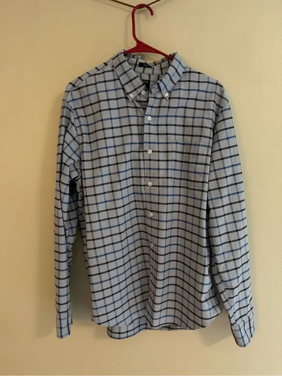 J. Crew Light Blue and Navy Plaid Button-Down Shirt
