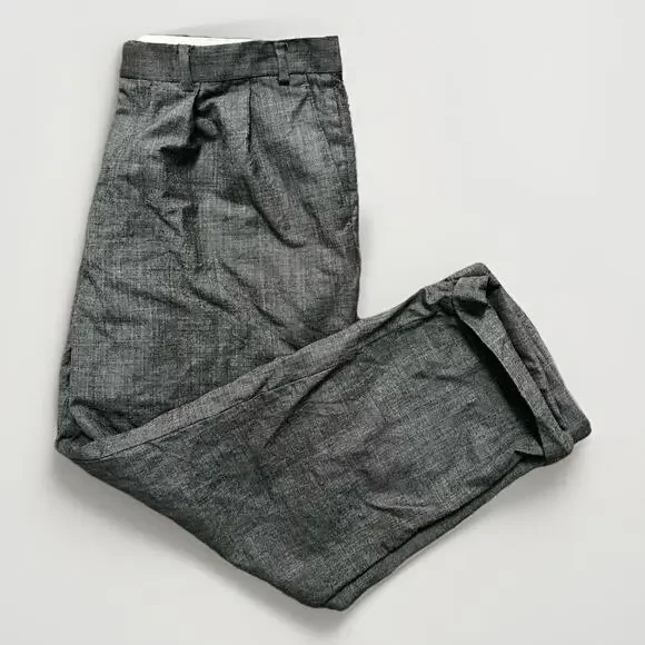 Chaps Men’s Dress Pants 40x30 Gray 100% Wool Classic Fit Flat Front