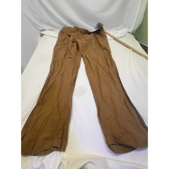Giorgio Inserti Collezione Italiano Dress Pants Mens 42x36 Brown 100% Linen Y2K