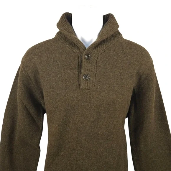 J. Crew Lambswool‎ Sweater Shawl Collar Button Up Pullover Brown XL
