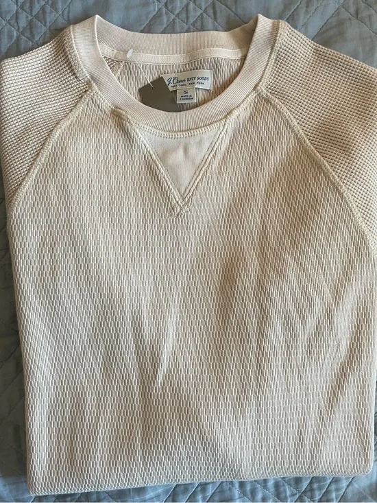 J. Crew Cream Waffle-Knit Crew Sweatshirt