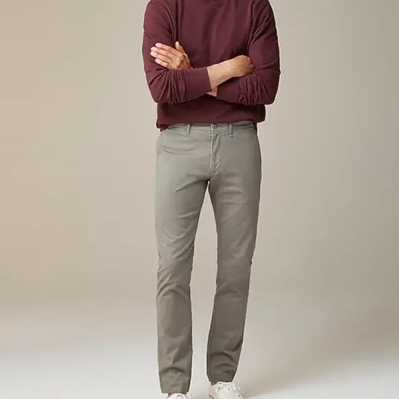 J.CREW Mens 484 Slim fit Stretch Chino Work Pants Jet Gray Size 34 W x 32 L NWT