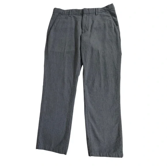 Banana Republic Kentfield Chino Pants 33 (34x28) Gray Herringbone 100% Cotton