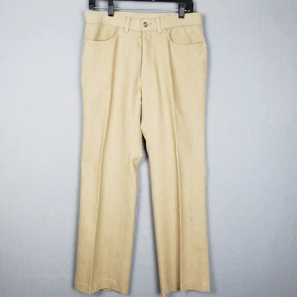 Vintage Levi's Action Slacks Men's‎ 32x30 Tan Pleated Dress Trousers Office
