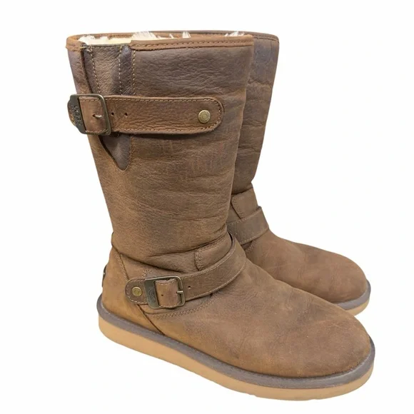 UGG Australia Leather Buckle Shearling Boots – Size 8‎ Women