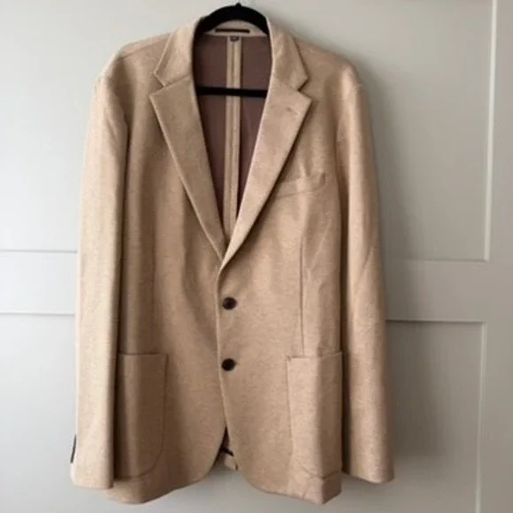 J. Crew Knit Thompson Blazer Jacket Mens Sz 44R Tan Camel Button Patch NEW $398