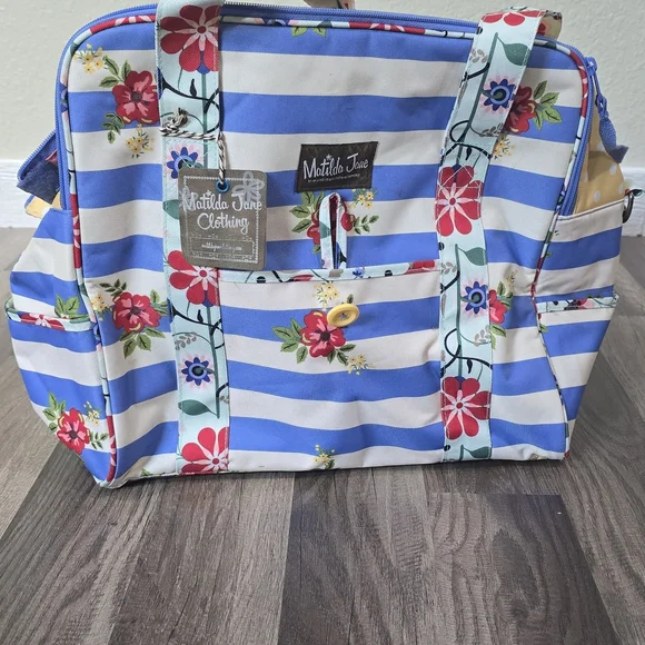 Matilda Jane Floral Striped Baby Bag