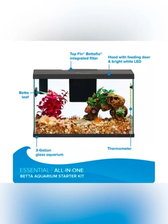 Top Fin All-In-One Betta Aquarium Starter Kit - Blue