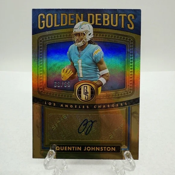 2023 Gold Standard Quentin Johnston Golden Debuts Auto /99 RC Chargers