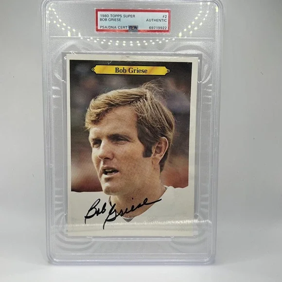 1980 Topps SUPER Football #2 BOB GRIESE PSA‎ Authentic Auto Miami Dolphins POP 1