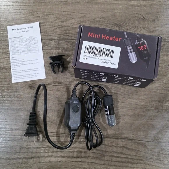 YOFOTHS 10W Mini Aquarium Heater Adjustable 64-93F for 1-2 Gallon Fish Tanks NEW