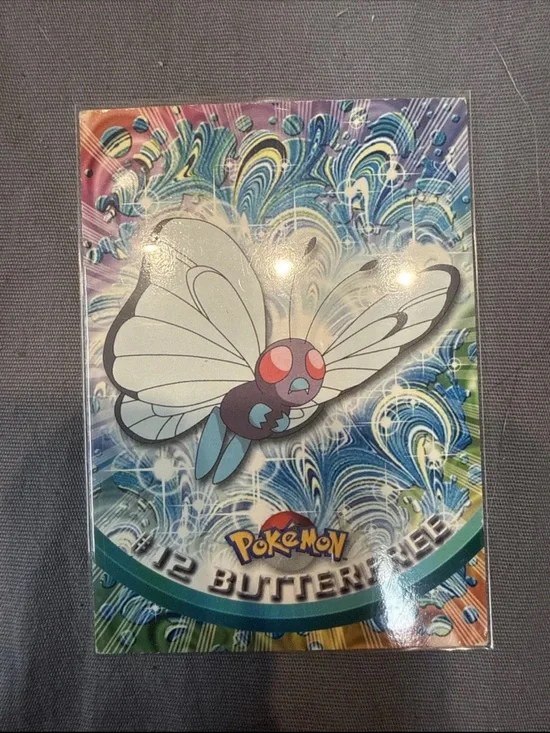 BUTTERFREE # 12 Blue Logo Print - 1999 Pokemon Topps TV Animation Series 1