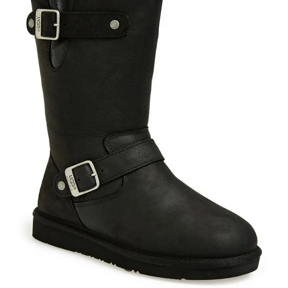 UGG Australia Sutter Moto Leather Boots Black