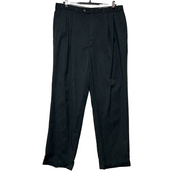 Lauren Ralph Lauren Dress Pants Mens 36x32‎ Gray Wool Pleated Cuffed