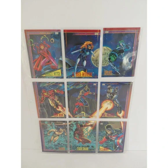 1993‎ SkyBox Marvel Universe trading cards #64-72 Iron Man Super Heroes