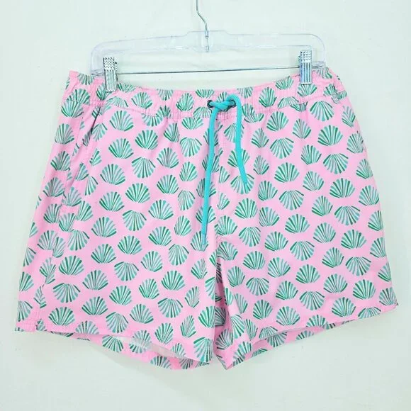 J. Crew Pink Green Seashell Board Shorts Men Size Large