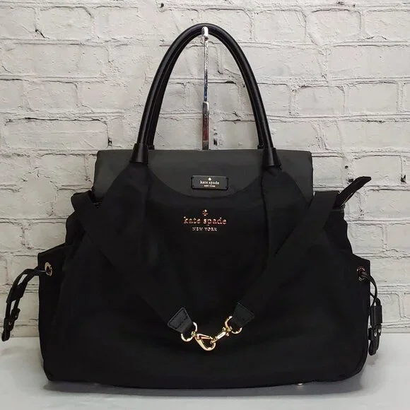 KATE SPADE 'KOĹI' TOTE LEATHER TRIM DELUXE DIAPER BAG UNISEX EMBOSSED HARDWARE