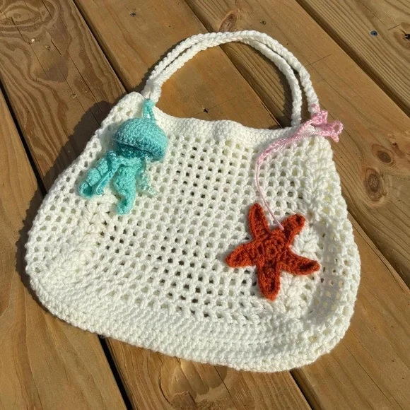 Cute crochet bag with jellyfish and star 🩷