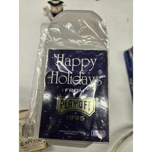 1995 Playoff Pacific Trading Cards Happy Holidays Team NFL Promo Cards Set 2pc